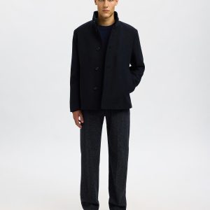 SLHTRAY MERINO BRUSHED CREW NAVY - Image 4