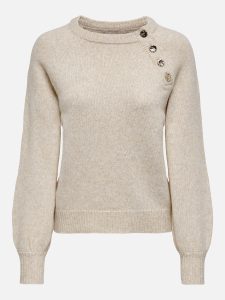 ONLEMMA LS BUTTON ONECK KNT PUMICE STONE