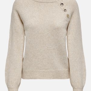 ONLEMMA LS BUTTON ONECK KNT PUMICE STONE – Image 1