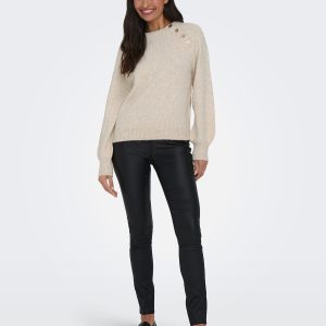 ONLEMMA LS BUTTON ONECK KNT PUMICE STONE – Image 3