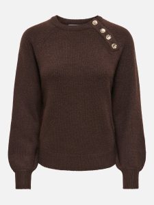 ONLEMMA LS BUTTON ONECK KNT COFFEE BEAN