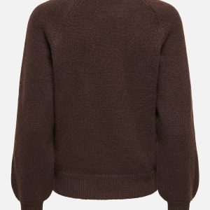 ONLEMMA LS BUTTON ONECK KNT COFFEE BEAN – Image 2
