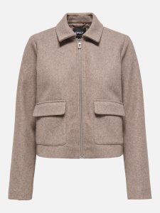 ONLVELA ZIP SHORT JACKET TAUPE GREY