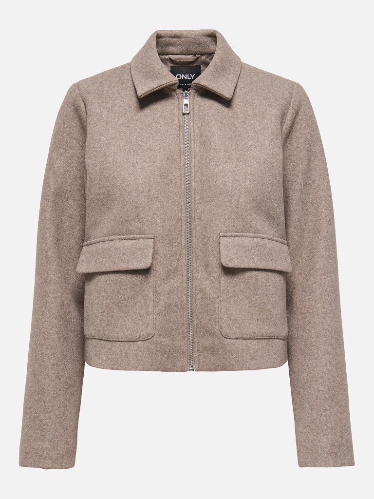 ONLVELA ZIP SHORT JACKET TAUPE GREY