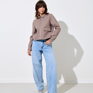 ONLVELA ZIP SHORT JACKET TAUPE GREY – Image 3