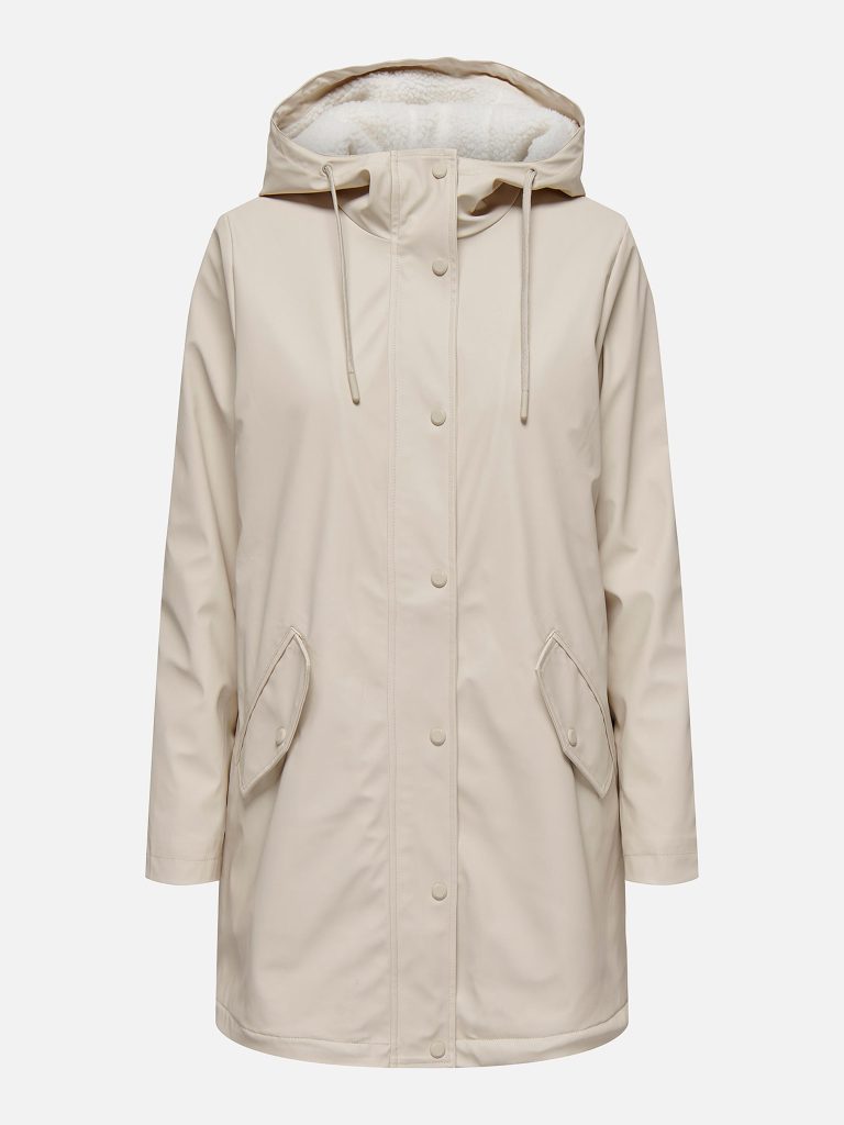ONLSALLY RAINCOAT OATMEAL WHITE TEDDY