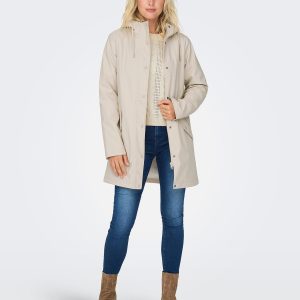 ONLSALLY RAINCOAT OATMEAL WHITE TEDDY – Image 3
