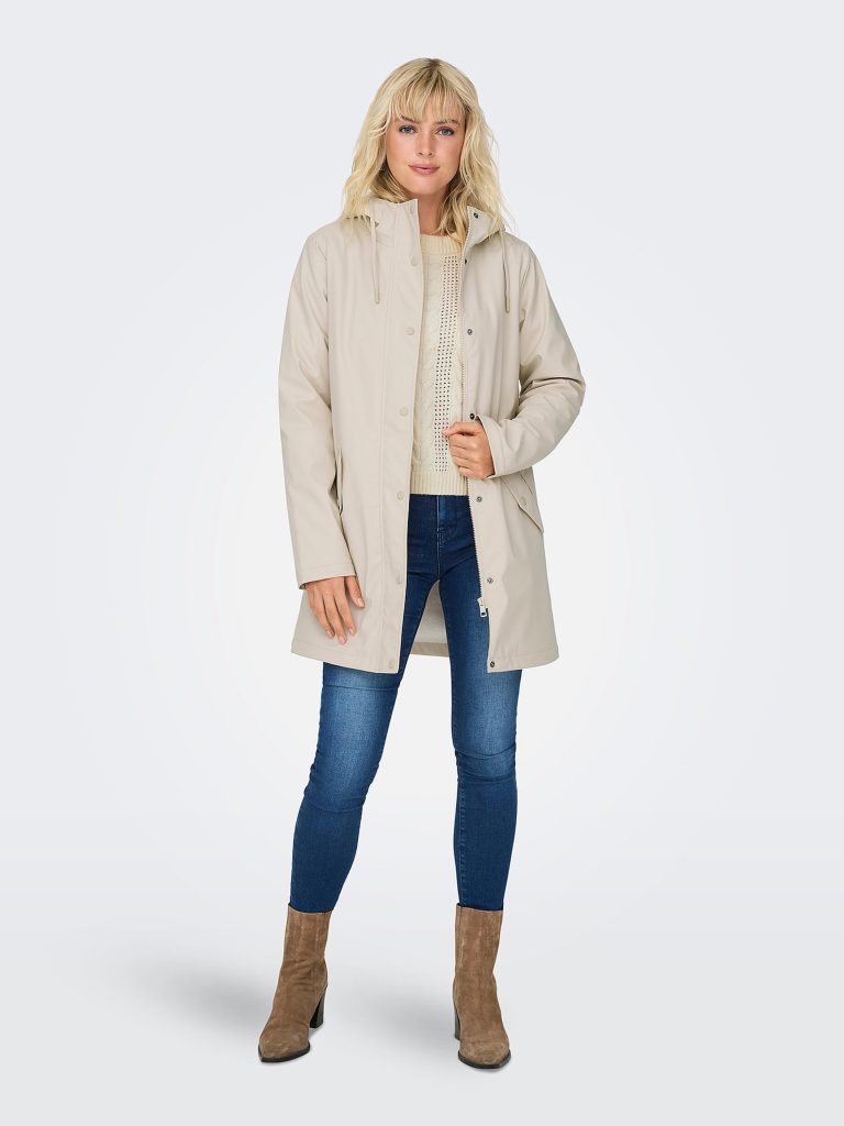ONLSALLY RAINCOAT OATMEAL WHITE TEDDY