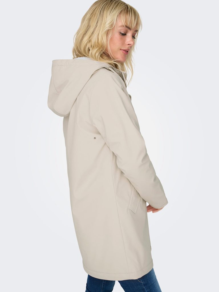 ONLSALLY RAINCOAT OATMEAL WHITE TEDDY