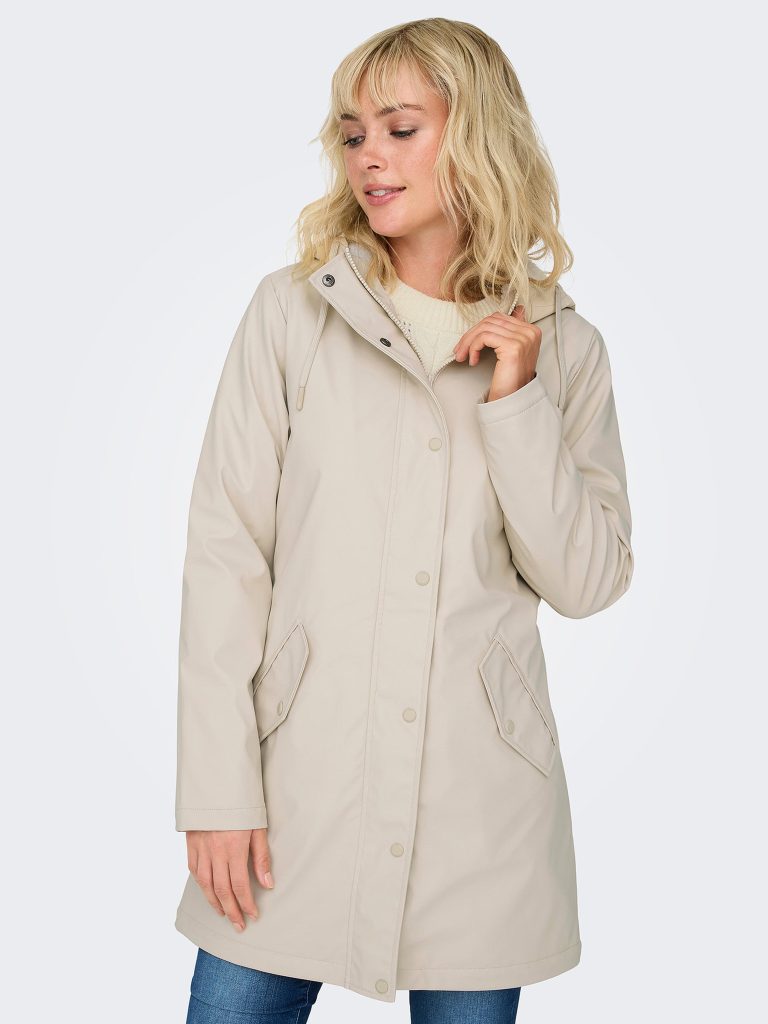 ONLSALLY RAINCOAT OATMEAL WHITE TEDDY