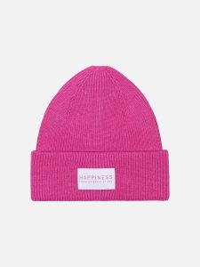 ONLALPHA LIFE PATCH RIB BEANIE FUCHSIA RED