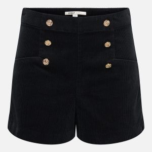 ONLZEVA HW CORD BUT SHORTS BLACK - Image 1