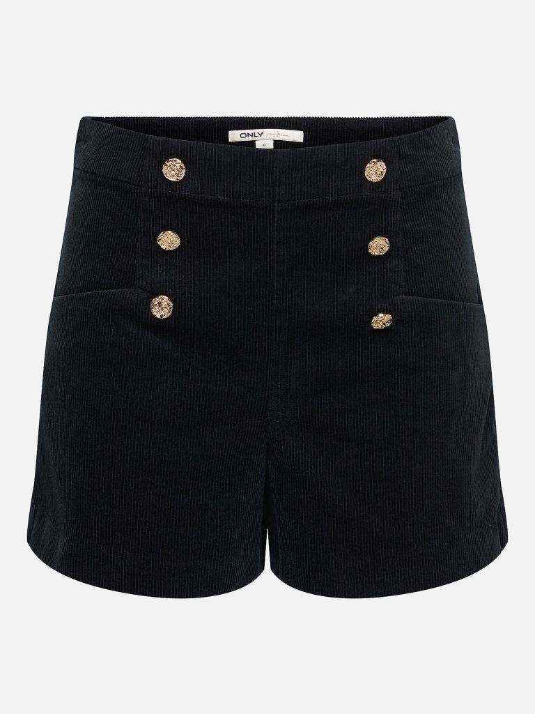 ONLZEVA HW CORD BUT SHORTS BLACK