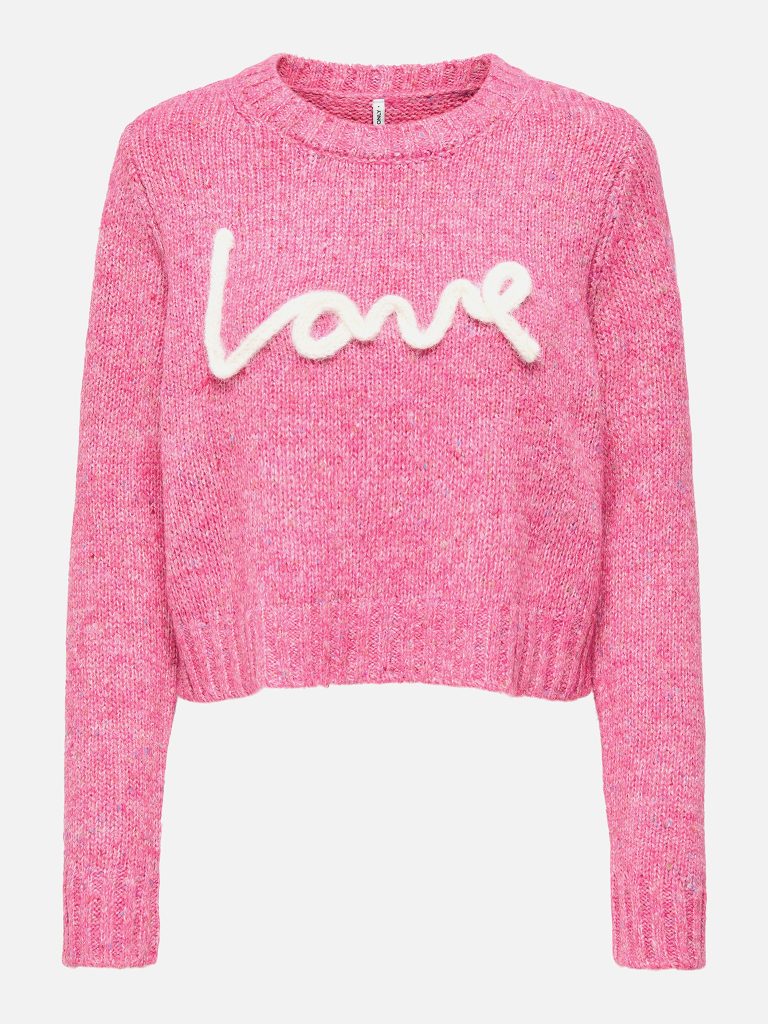 ONLSMILLA LS TEXT DETAIL ONECK FUSCHIA BIRCH