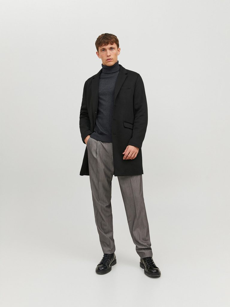 JJEEMIL KNIT ROLL NECK DARK GREY