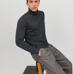 JJEEMIL KNIT ROLL NECK DARK GREY – Image 4