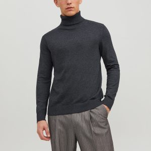JJEEMIL KNIT ROLL NECK DARK GREY – Image 5
