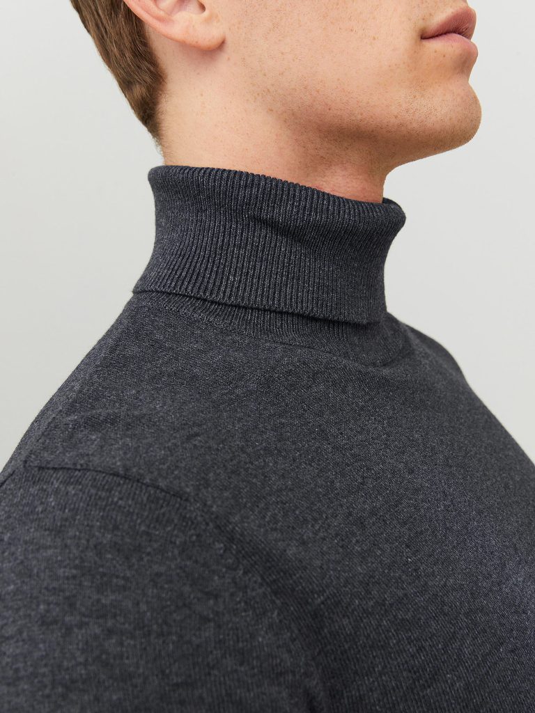 JJEEMIL KNIT ROLL NECK DARK GREY