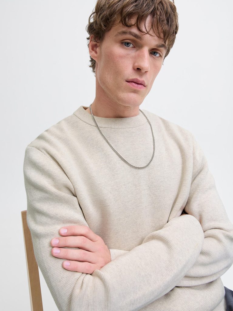 JPRBLAMILANO STITCH KNIT CREW NECK CLOUD DANCER