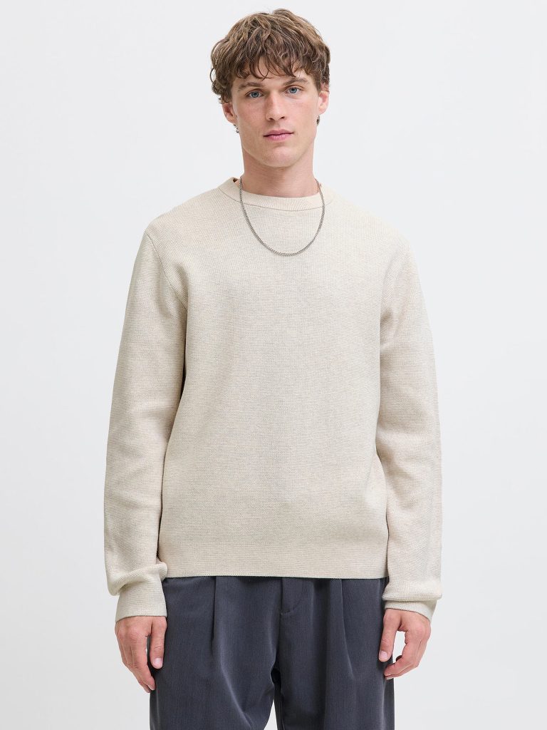 JPRBLAMILANO STITCH KNIT CREW NECK CLOUD DANCER