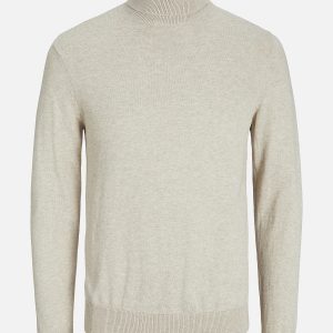 JJEEMIL KNIT ROLL NECK OATMEAL MELANGE - Image 1