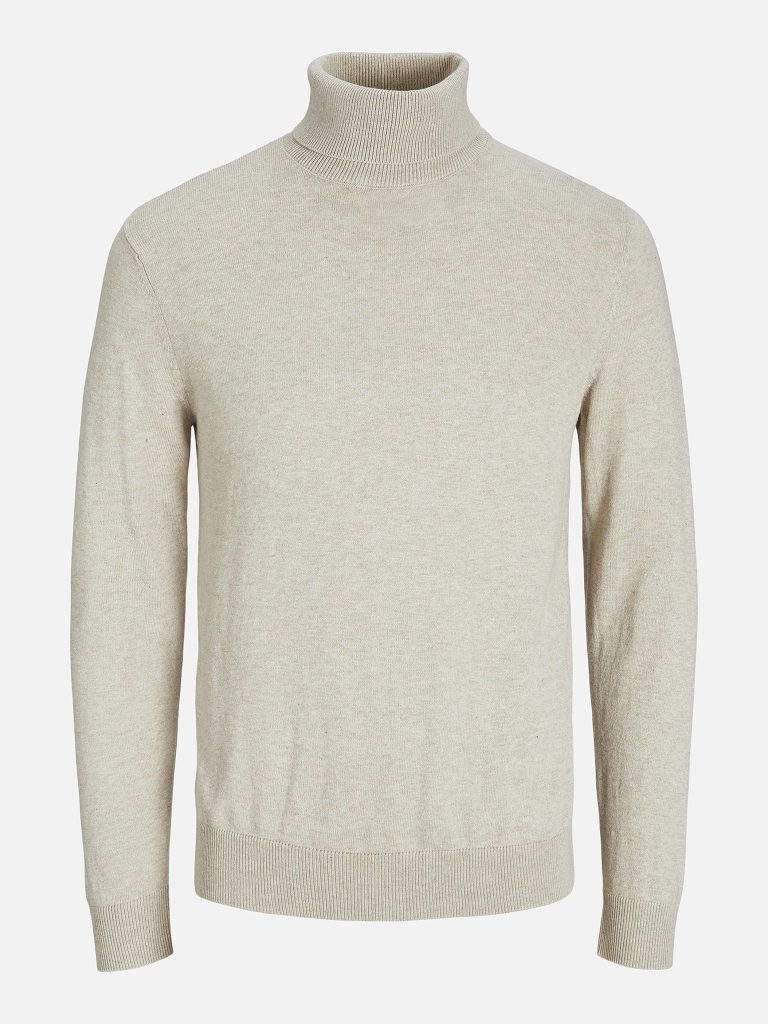 JJEEMIL KNIT ROLL NECK OATMEAL MELANGE