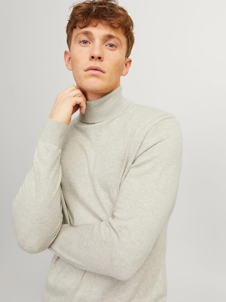 JJEEMIL KNIT ROLL NECK OATMEAL MELANGE