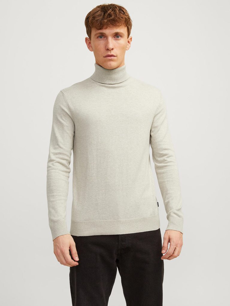 JJEEMIL KNIT ROLL NECK OATMEAL MELANGE