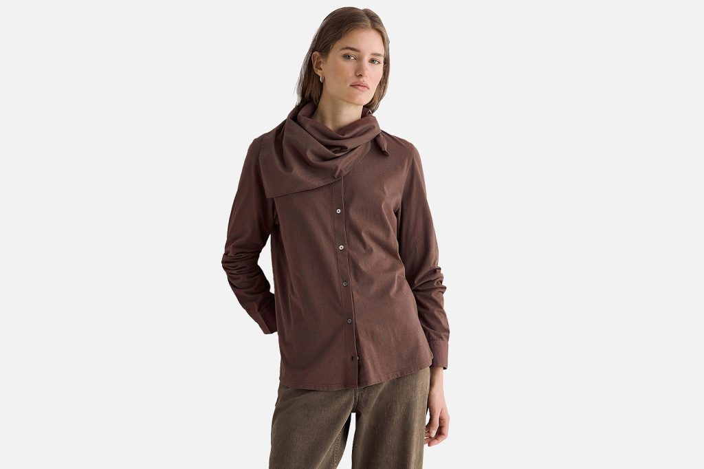CHEMISE COL BANDANA MARRON