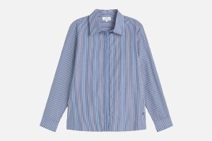 CHEMISE BASE RAYE BLEU MARRON