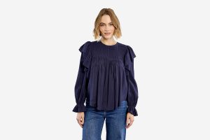 BLOUSE LILI VOLANTS NAVY BLUE