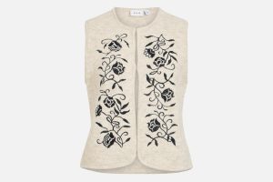 VIARLEA SL JACQUARD KNIT VEST NAT MELANGE