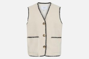 VITEDIRA VNECK SL TEDDY VEST BIRCH