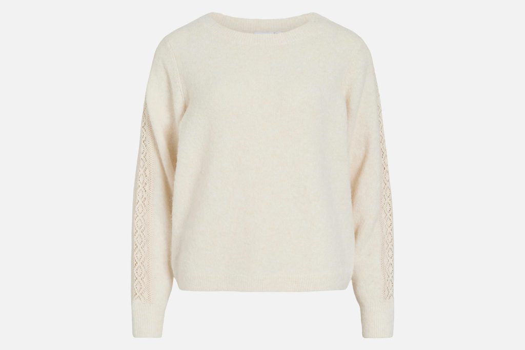 VIHILDE LS BOATNECK LACE KNIT BIRCH