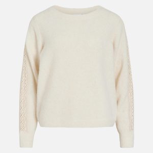 VIHILDE LS BOATNECK LACE KNIT BIRCH – Image 1