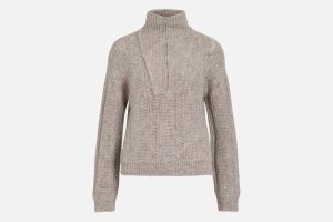 VIGLEEBA HALF ZIP KNIT TOP NATURAL MELANGE