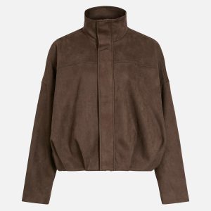 VIVIRAL LS FUNNEL NECK JACKET CHOCO BROWN – Image 1