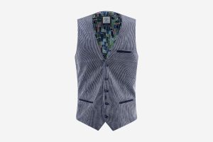 WAISTCOAT TWO TONE RIB JEANS BLUE