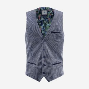 WAISTCOAT TWO TONE RIB JEANS BLUE - Image 1