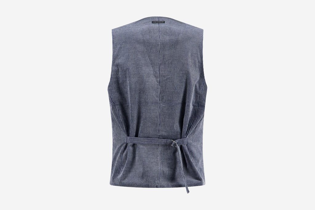 WAISTCOAT TWO TONE RIB JEANS BLUE