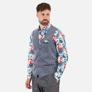 WAISTCOAT TWO TONE RIB JEANS BLUE - Image 3
