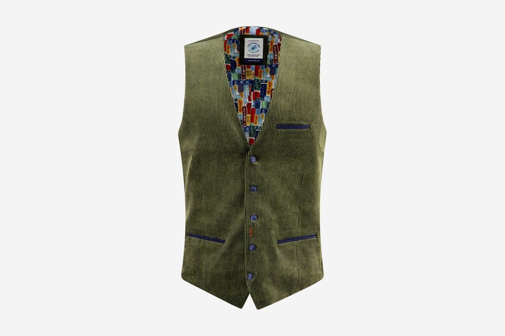 WAISTCOAT TWO TONE RIB FOREST GREEN