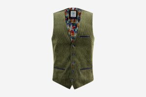 WAISTCOAT TWO TONE RIB FOREST GREEN