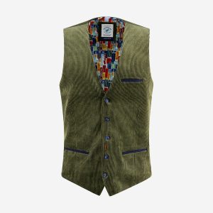 WAISTCOAT TWO TONE RIB FOREST GREEN – Image 1