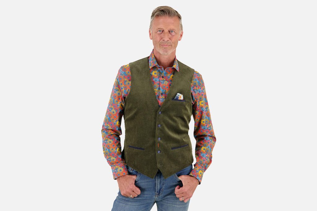 WAISTCOAT TWO TONE RIB FOREST GREEN