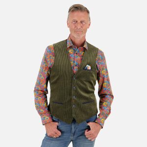 WAISTCOAT TWO TONE RIB FOREST GREEN – Image 3