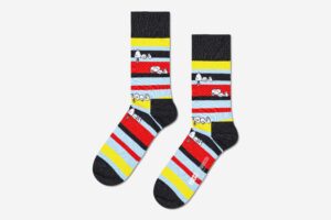 PEANUTS SNOOPY STRIPE SOCK BLACK
