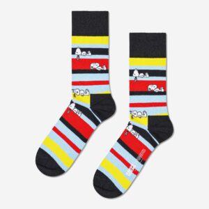 PEANUTS SNOOPY STRIPE SOCK BLACK - Image 1