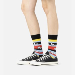 PEANUTS SNOOPY STRIPE SOCK BLACK - Image 2