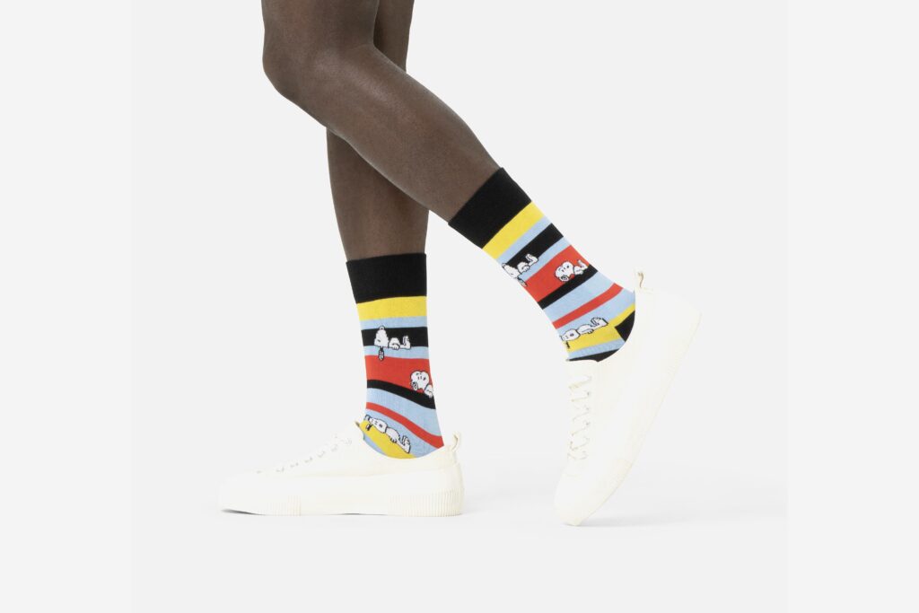 PEANUTS SNOOPY STRIPE SOCK BLACK
